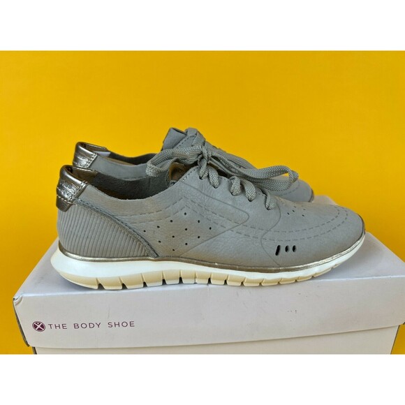 Hush Puppies Tricia Perf Lace Up Sneakers Womens 5.5 M Gray Nubuck Leather NWB - Picture 2 of 12
